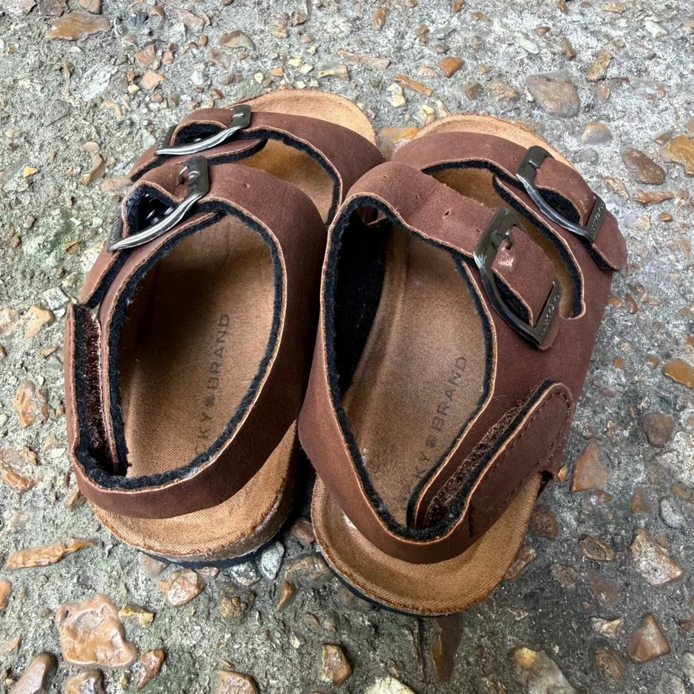 Lucky Brand Blanc Brown Double Strap Cork Sandals Toddler Size 8M